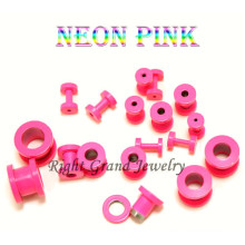 Fancy Neon Pink Anodized 316L Steel Ear Plug Gauges